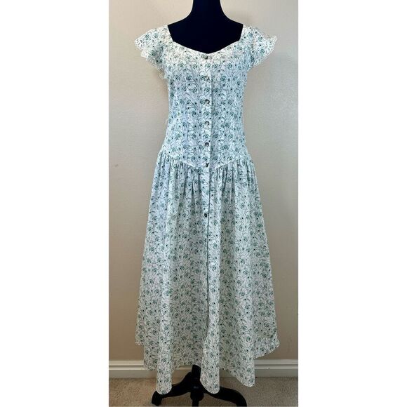 La Vie Rebecca Taylor Poppy Fields Milk Combo Embroidered Lace Cap Sleeves Dress - Picture 2 of 12